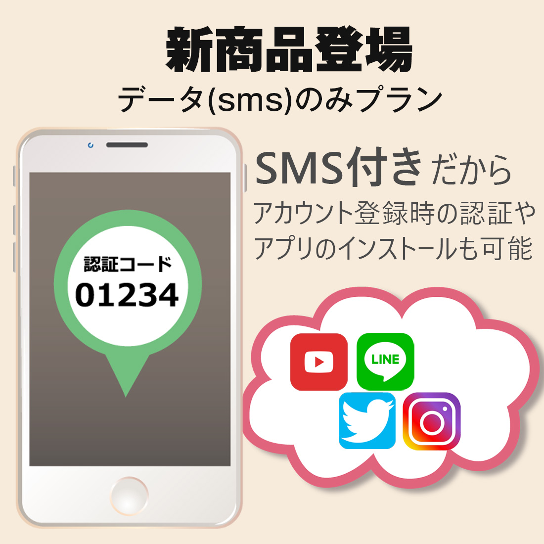 新登場データ(SMS)のみSIM
